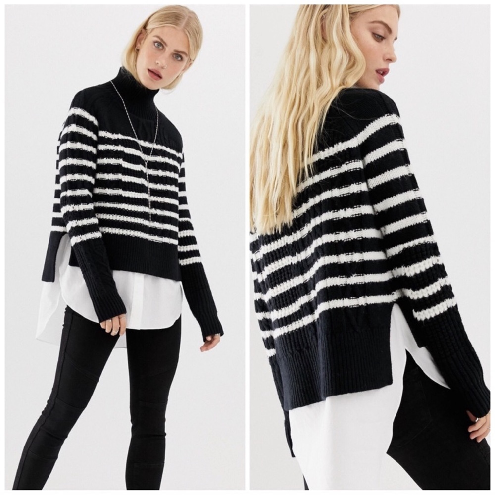 NWT All Saints Mari Roll Neck Striped Sweater - Picture 1 of 10